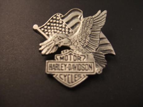 Harley -Davidson motor Cycles arend met vlag zilverkleurig